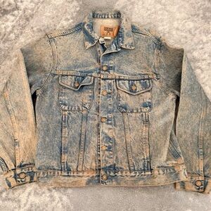 Vintage GAP Denim Jacket Trucker Brown Blue Acid Wash Grunge 90s Size Men’s M